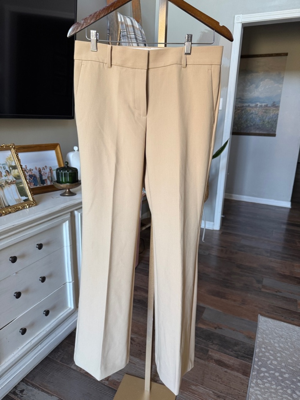 Ann Taylor Tan Straight-Leg Dress Pants
